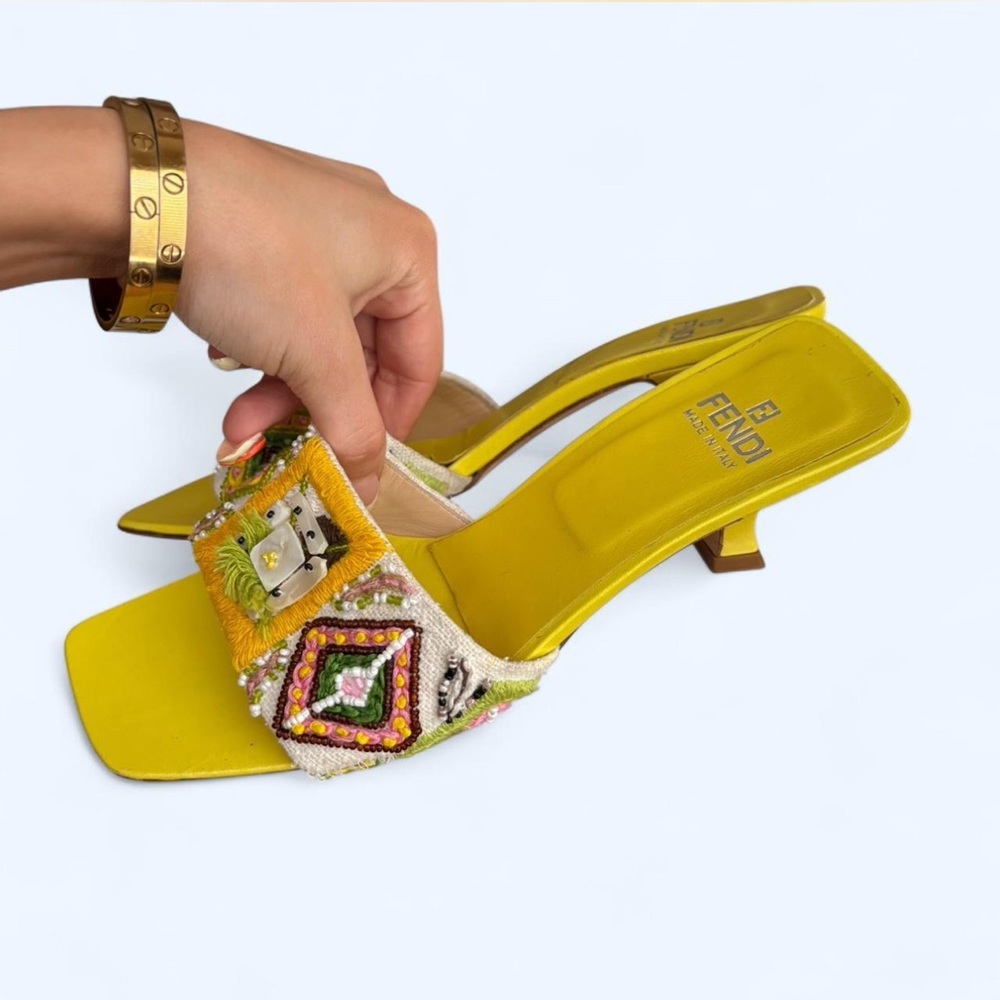 Fendi Yellow Modern Leather Mules
